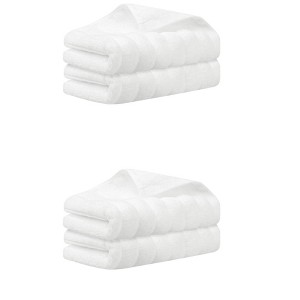 Unique Bargains Bathroom Cotton Stripe Pattern Soft Comfortable Hand Towels 4 Pcs 14" x 30" - 1 of 4