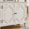 33.6" Retro Wooden Sideboard Buffet Cabinet with Storage, Symmetrical Geometric Accent Display Cabinets - 4 of 4