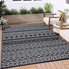 Outdoor Rug Waterproof Patio Rug Mat Geometric Rug Plastic Straw Outside Rug for RV Camping Picnic Reversible Rug - 2 of 4