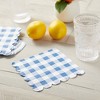 Blue Panda 100 Pack Blue Buffalo Check Plaid Scalloped Paper Napkin for Picnic Party Supplies, 6.5 x 6.5 in - 3 of 4