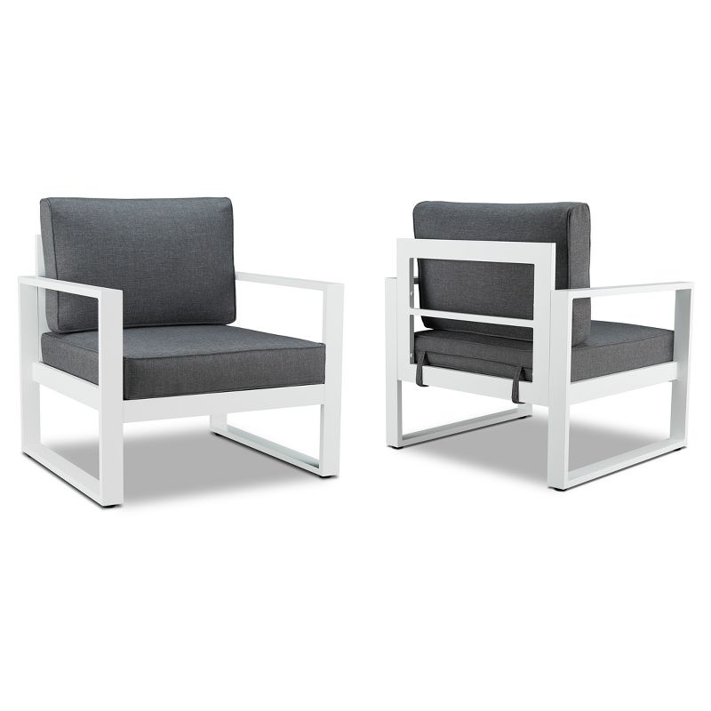 Baltic 2pc Metal Patio Chair Set - White - Real Flame, 3 of 10