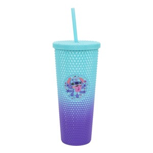 Disney Stitch Hearts & Flowers Blue Ombre 24 Oz Spiked Acrylic Tumbler - 1 of 4