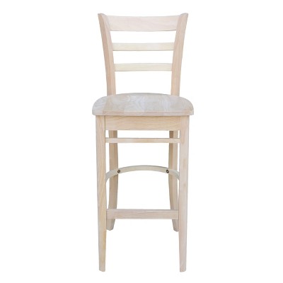 Emily Traditional Rubberwood Slat-Back Bar Stool in Brown
