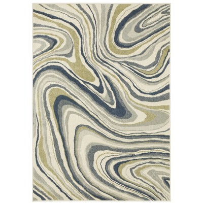Oriental Weavers Branson BR07A Ivory/ Teal Indoor Area Rug - 3'3" x 5'