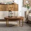 NicBex Retro Wooden Round Coffee Table with Metal Legs,Simple Wood Side Table,Center Table for Living Room - 2 of 4