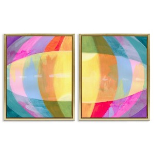 Stupell Industries Oblique Neon Flare 2pc Floating Frame Art Set - 1 of 4
