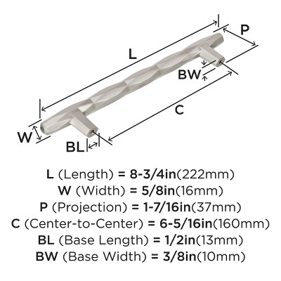 Satin Nickel 6-5/16" Modern Bar Cabinet Pull