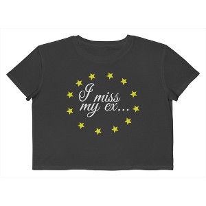Rerun Island Women's I Miss My Ex Short Sleeve Graphic Cotton Cropped Loose T-shirt - Caviar 3X - 1 of 4