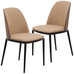 LeisureMod Tule Dining Side Chair with Velvet Seat and Black Powder-Coated Steel Frame Set of 2 - 1 of 4
