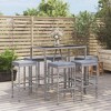 vidaXL Patio Bar Set Outdoor Garden Table with Stool with Cushions Poly Rattan - Gray 43.3" Table Length 6 Piece - 2 of 4