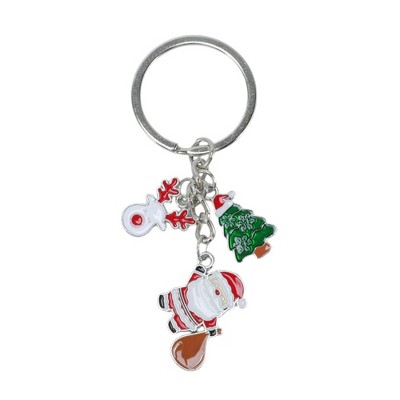 Unique Bargains Christmas Keychain Double Ring Zinc Alloy Multi-colored 1 Pc