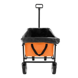 SEVOBAL Utility Storage Carts Collapsible Wagon with Plastic Liner Bags Expandable Storage All-Terrain Wheels for Outdoor , Orange , 16.5"*5.7"*18.9" - 1 of 4