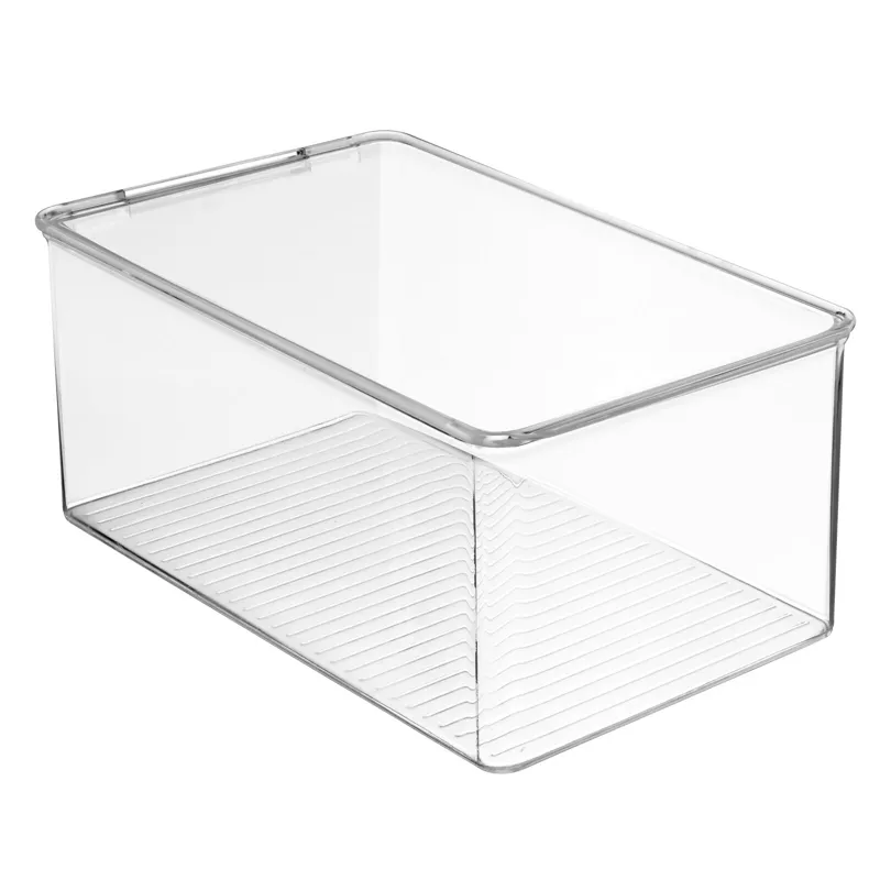 mDesign Stackable Closet Storage Bin Box with Lid, 2 Pack - Clear