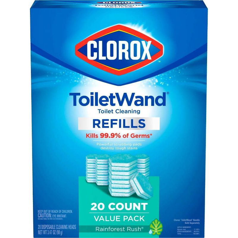 Clorox ToiletWand Disinfecting Refills Disposable Wand Heads - Rainforest Rush - 20ct, 1 of 9