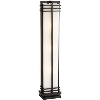 Possini Euro Design Art Deco Floor Lamp 60" Tall Espresso Wood Beige Linen Column Shade Standing Light for Living Room Bedroom Office