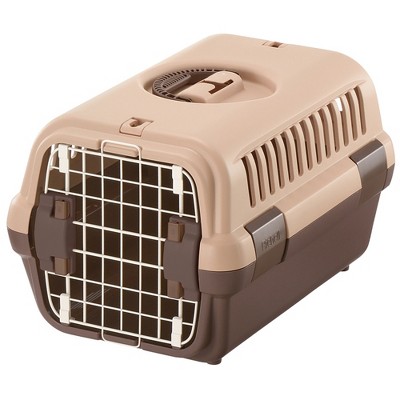 Richell Pet Travel Carrier Size Small in Brown, Travel Carrier or Crate for Dogs & Cats up to 11 lbs