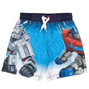 Transformers Boys Quick-Dry Drawstring Swim Trunks featuring Optimus Prime Print - Navy, 8 - 1 of 4