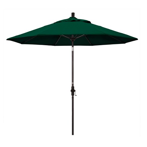 9 Aluminum Collar Tilt Crank Patio Umbrella Hunter Green Sunbrella Target