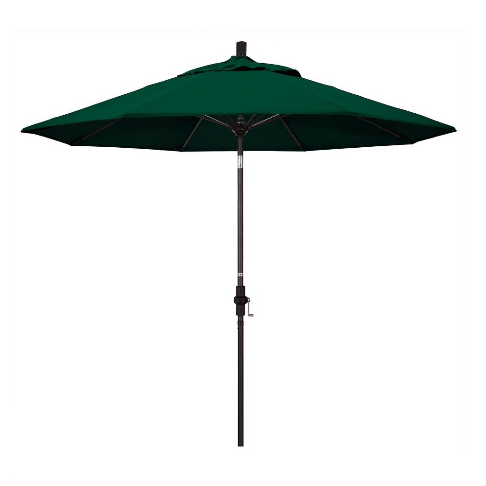 9' Aluminum Collar Tilt Crank Patio Umbrella - Hunter Green Sunbrella