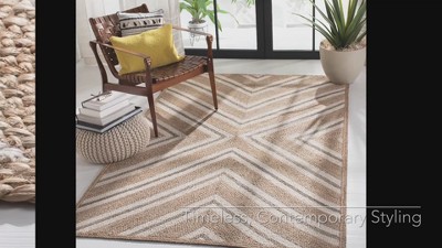 Ivory Geometric 27'' Flat Woven Cotton Area Rug