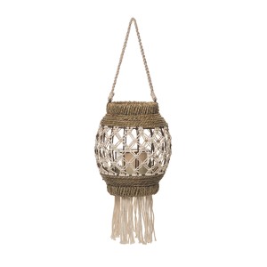 Transpac Natural Fiber 23.62" Brown Seagrass Hanging Lantern - 1 of 2