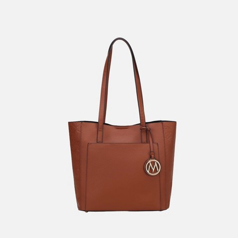 MKF Collection Tote Bag Structured Embossed Panel, Leah | MKF Collection by Mia K - Cognac