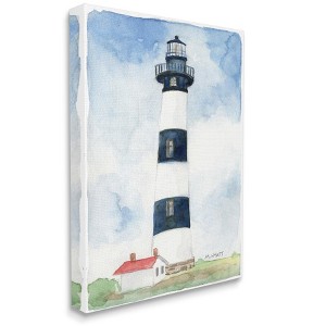 Stupell Industries Black Striped Lighthouse with Quaint Cabin - 1 of 4