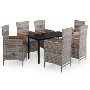vidaXL Patio Dining Set Outdoor Dining Set Table and Chair Set for Garden - Gray and Brown 55.1" Table Length 6 Chairs - 1 of 4