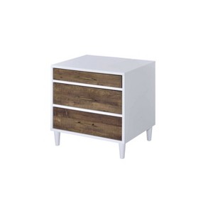Acme Furniture 20" Lurel Accent Table White/Weathered Oak Finish: Metal Frame, Wood Veneer Top, Drawer Storage - 1 of 4