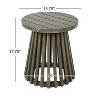 MOEPISY Outdoor Acacia Wood Patio Round End Table, Grey - 2 of 4