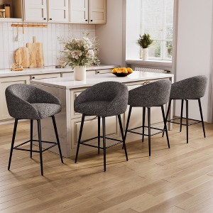 Dyonery 27.9" Counter Height Swivel Bar Stools with Back, Tufted Modern Farmhouse Kitchen Stools - 1 of 4