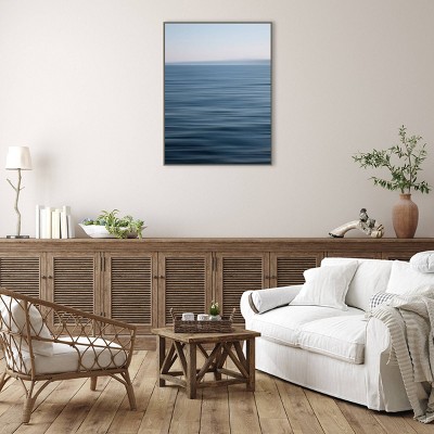 42" x 32" Abstract Blue Horizon Framed Canvas Wall Art