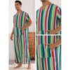 Lars Amadeus Men's V Neck Short Sleeves Color Block Striped Nightshirt - 3 of 4