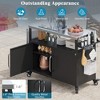 54.5 inch Outdoor Kitchen Island with Stainless Steel Tabletop, Outdoor Bar Cart with 4 Lockable Wheels for Outside BBQ - 3 of 4
