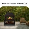 Bestier Fire Pits for Outside Wood Burning, Outdoor Chiminea Fireplace with Log Storage Rack, Mesh Screen, Pocker for Patio Party Camping, 37" - 2 of 4