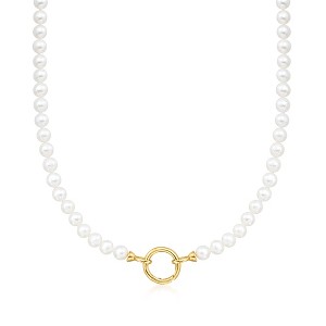 Ross-Simons 5-6mm Cultured Pearl Charm-Compatible Necklace in 18kt Gold Over Sterling - 1 of 4