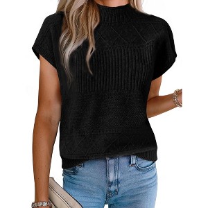 INSPIRE CHIC Women's Sleeveless Mock Neck Knitted Pullover Sweater Tops - 1 of 4