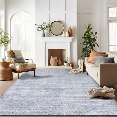 Gray 5' x 7' Flat Woven Reversible Synthetic Stripe Rug