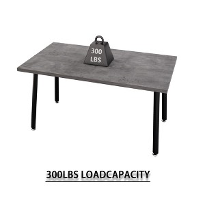 Gulches Expandable Dining Table, 55.12-70.87" Rectangular MDF Table, Medieval Style, Black Metal Legs, Seats 4-6 People - 1 of 4