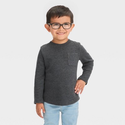 Image of Toddler Boys' Long Sleeve Ottoman T-Shirt - Cat & Jack™ Dark Gray 2T