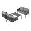 Chic Crate-Modern Outdoor Patio Furniture Set - 4-Piece Metal Wrought Iron Deep Seating Sofa Set with Cushions, Grey for Porch Garden Backyard Balcony - 4 of 4