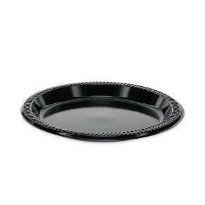 Pactiv Evergreen Prairieware Impact Plastic Dinnerware, Plate, 8.88" dia, Black, 400/Carton - 1 of 3