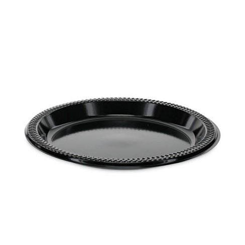 Pactiv Evergreen Prairieware Impact Plastic Dinnerware, Plate, 8.88" dia, Black, 400/Carton - image 1 of 3