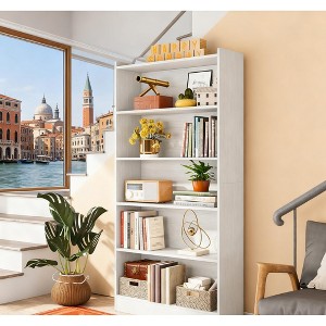 Gulches Wood Bookcase, 72" Tall 6-Tier Open Storage Shelves Bookshelf - 1 of 4