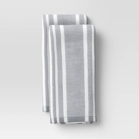 Cuisine Stripe Grey Organic Cotton Dish Towels, Set of 2 + Reviews