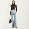 Anna-Kaci Women's Maternity Full Panel Wide Leg Jeans with Stretch Waistband and Straight Silhouette Classic Seam Details - 2 of 4