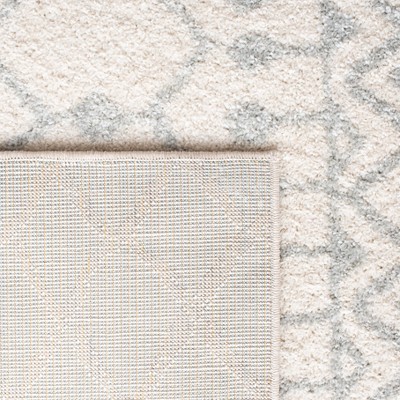 Ivory & Light Gray Hand-Knotted Synthetic Area Rug - 6' x 9'