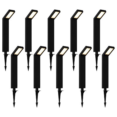 C Cattleya 16" Low-voltage Black Aluminum LED Landscape Path Lights with Frosted Glass Shade(10-Pack)