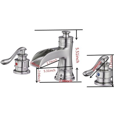 Brushed Nickel 8-Inch Widespread Waterfall Bathroom Faucet