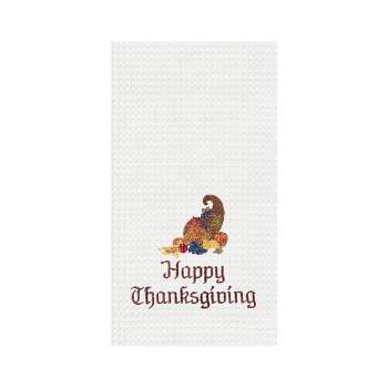 C&F Home Happy Thanksgiving Embroidered Waffle Weave Kitchen Towel